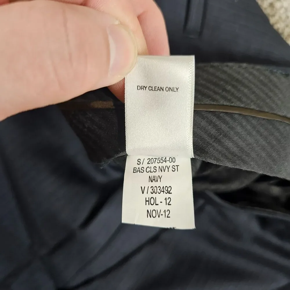 Banana Republic Pants Men 36x32 Navy Blue Wool Stripes Flat Front Trouser Slacks
